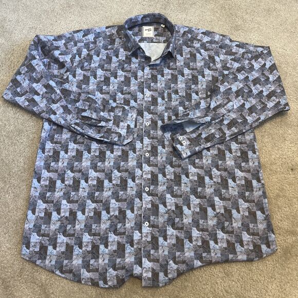 DOUBLE BULL Men’s Long Sleeve Shirt Psychedelic Purple Button Front Size 2XL - Picture 5 of 9